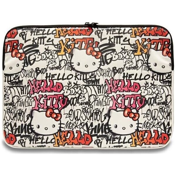 Etui Sourcing Hello Kitty Sleeve HKCSZPDGPTE 14" beige/beige Zip PU Tags Graffiti