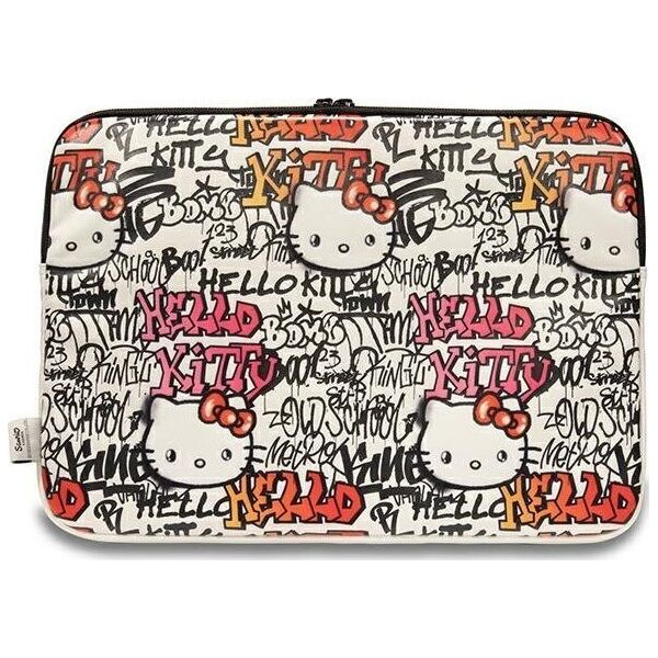 Etui Sourcing Hello Kitty Sleeve HKCSZPDGPTE 14" beige/beige Zip PU Tags Graffiti