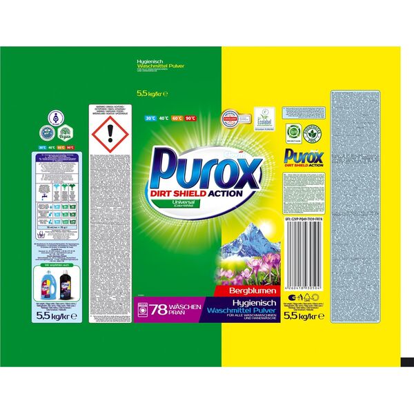 Purox Purox Universal - Uniwersalny proszek do prania, 78 prań - 5,5 kg
