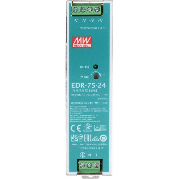 Mean Well Zasilacz impulsowy 24VDC 3,2A 76,8W EDR-75-24