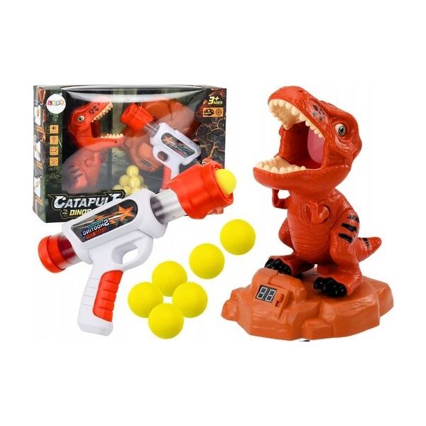 LeanToys Gra Strzelanie Do Dinozaura Zręcznościowa Kulki Pistolet Zestaw