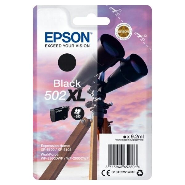 Tusz Epson Epson 502XL Multipack - 4er-Pack - 19.1 ml - mit hoher Kapazitat - Schwarz, Gelb, Cyan, Magenta - original - Blister mit RF- / akustischem Alarmsignal - Tintenpatrone - fur Expression Home XP-5100, XP-5150, WorkForce WF-2860, WF-2865DWF, WF-288