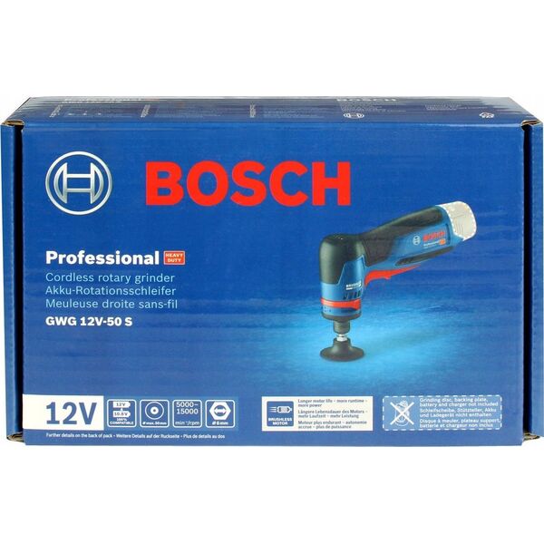 Bosch SZLIFIERKA KATOWA TRZPIENIOWA GWG 12V-50 S BEZ AKUM. I LADOWARKI