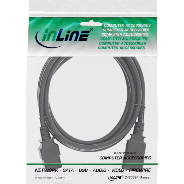 Kabel zasilający InLine INLINE Kaltgeraeteverlaengerung 16A C19 auf C20 schwarz 5m