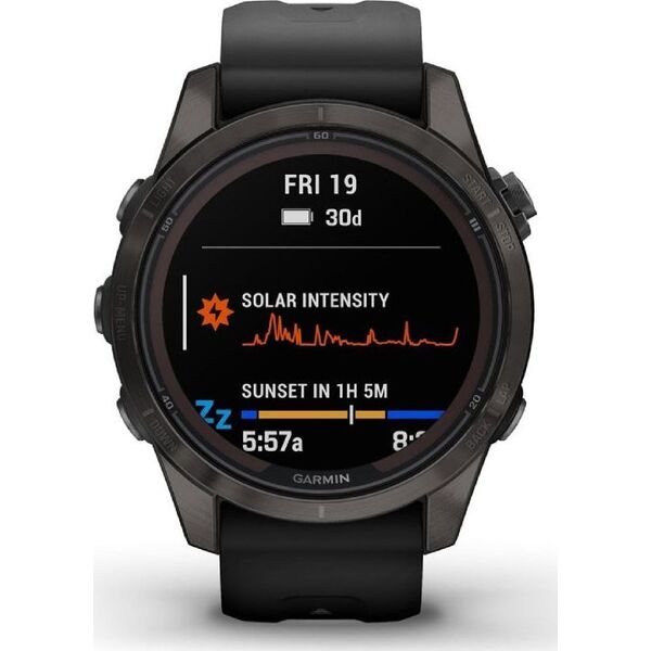 Zegarek sportowy Garmin Garmin fēnix® 7S Pro Sapphire Solar Carbon Grey DLC Titanium/Black 42mm