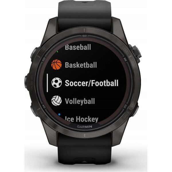 Zegarek sportowy Garmin Garmin fēnix® 7S Pro Sapphire Solar Carbon Grey DLC Titanium/Black 42mm