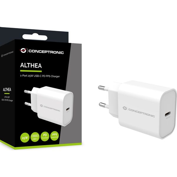 Ładowarka Conceptronic CONCEPTRONIC Ladegerät 1Port  25W,USB-C              PD weiß