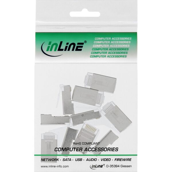 InLine InLine® 8P8C RJ45 male shielded connectors for round cables, 100pcs. Pack