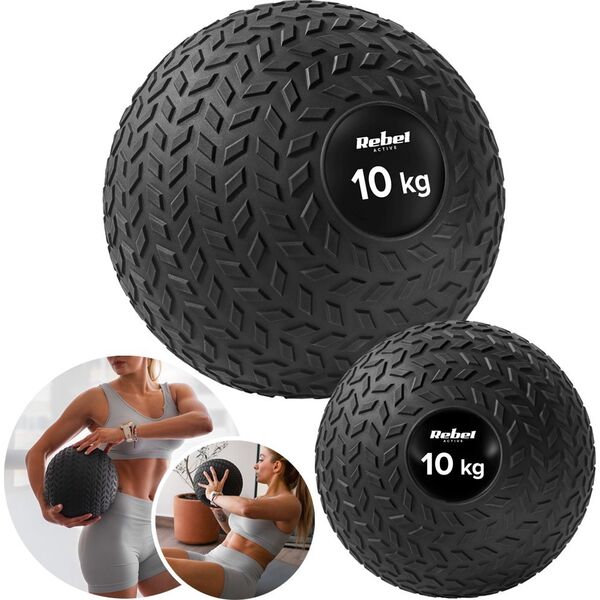 Rebel Mała piłka lekarska do ćwiczeń rehabilitacyjna Slam Ball 23cm 10kg, REBEL ACTIVE