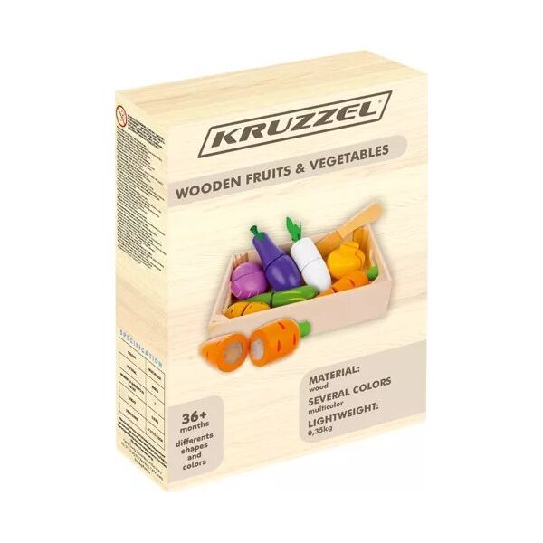 Kruzzel Zestaw owoce warzywa drewniane do krojenia Z23543