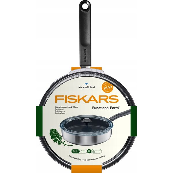 Patelnia Fiskars PAN SAUTE FF 26CM CER COAT W LID 1072314