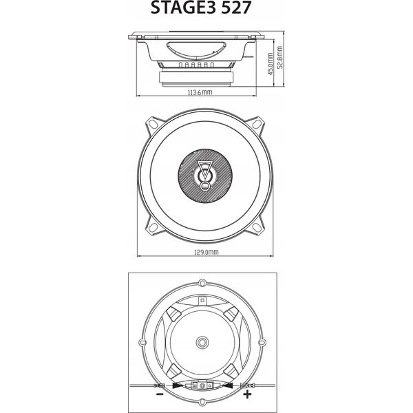 Głośnik samochodowy Harman Kardon JBL kolonėlė Stage3 527 13cm 2-Way Coaxial Car Speakers