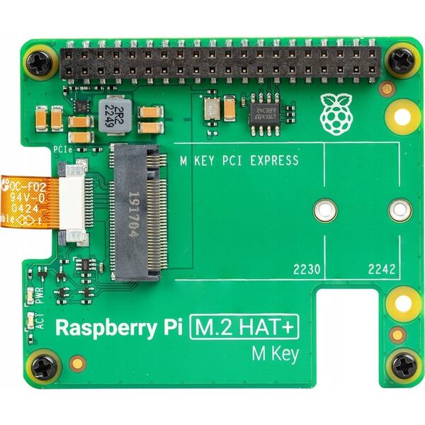 Raspberry Pi M.2 HAT+ – perdanga, skirta NVMe diskams ir M.2 priedams, skirta Raspberry Pi 5