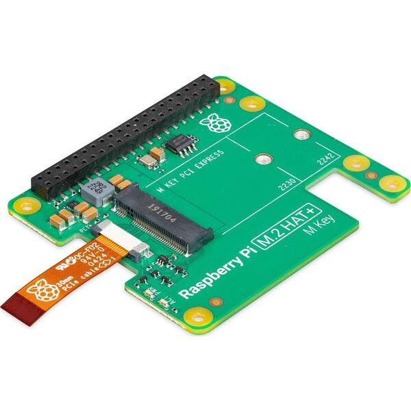 Raspberry Pi M.2 HAT+ – perdanga, skirta NVMe diskams ir M.2 priedams, skirta Raspberry Pi 5