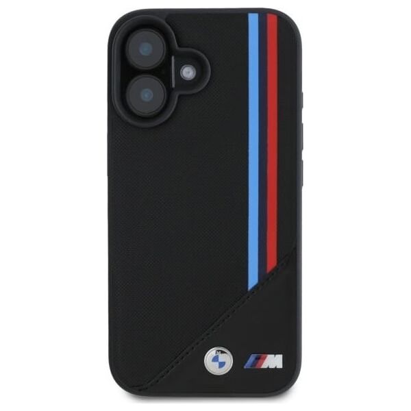 BMW BMHMP16S23PUTRK iPhone 16 6.1" czarny/black hardcase M Meshed Tricolor Stripes MagSafe