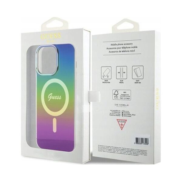 Guess GUHMP15XHITSK iPhone 15 Pro Max 6.7" multicolor/rainbow hardcase IML Iridescent MagSafe