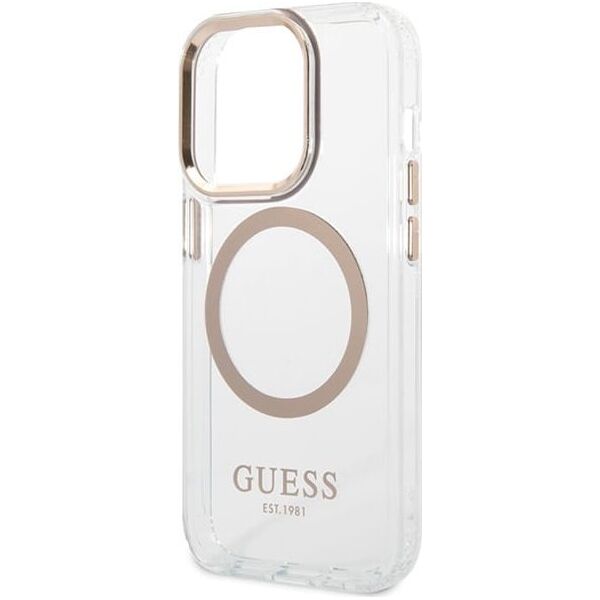 Guess GUHMP15XHTRMD iPhone 15 Pro Max 6.7" złoty/gold hard case Metal Outline Magsafe