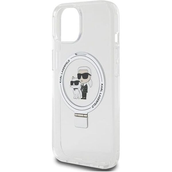 Etui Karl Lagerfeld KLHMP15SHMRSKCH Apple iPhone 15 / 14 / 13 hardcase Ring Stand Karl&Choupettte MagSafe biały/white