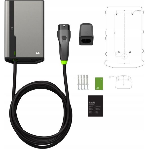ŁADOWARKA EV Wallbox Green Cell HabuDen EVGC021B2275 22kW TYPE 2 7,5M GC App NFC BT Wi-Fi
