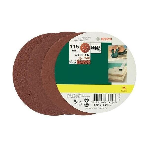 Bosch Papier ścierny ekscentryczny z rzepem, perforowane 125mm P80 25szt. - 2607019493