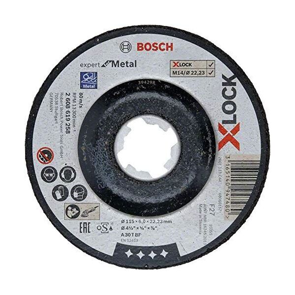 Bosch Bosch roughing X-LOCK Expert for Metal 115mm cranked grinding wheel (115 x 6 x Length 22.23mm)
