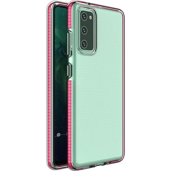 Hurtel Spring Case pokrowiec żelowe etui z kolorową ramką do Samsung Galaxy S21 Ultra 5G różowy