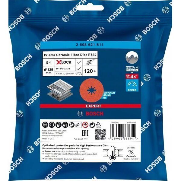 Bosch BOSCH R782 X-LOCK 125mm G120 5pcs - 2608621811 EXPERT RANGE
