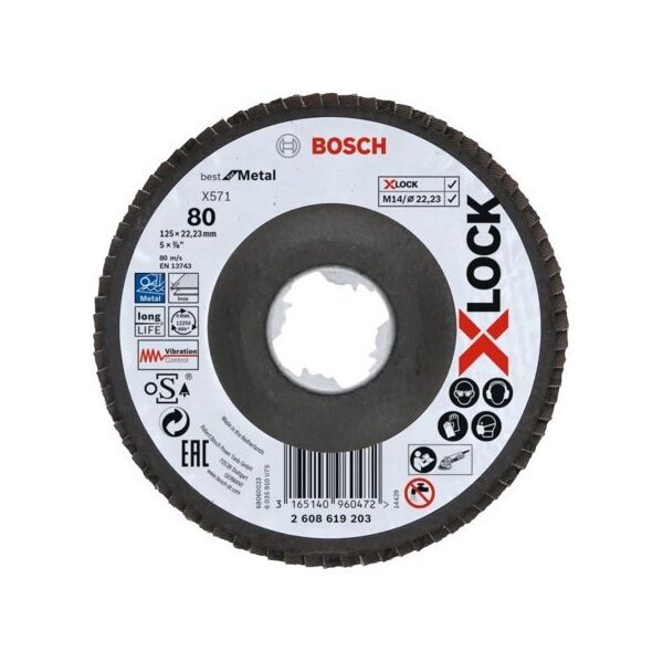 Bosch Bosch X-LOCK serrated lock washer X571 Best for Metal, 125mm, grinding wheel (O 125mm, K 80, angled version)