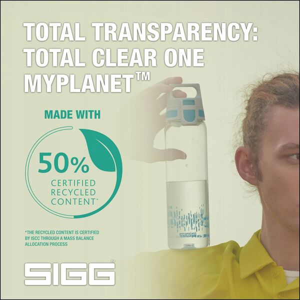 SIGG SIGG drinking bottle Total Clear One MyPlanet "Blue" 0.75L (transparent/dark blue, one-hand closure ONE)
