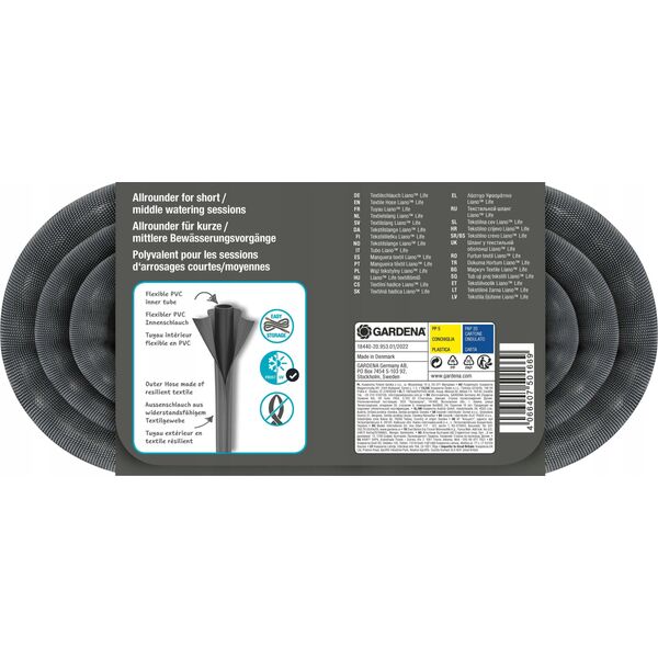Gardena Gardena Textile Hose Liano Life 1/2, 10 meters (dark grey, model 2023)