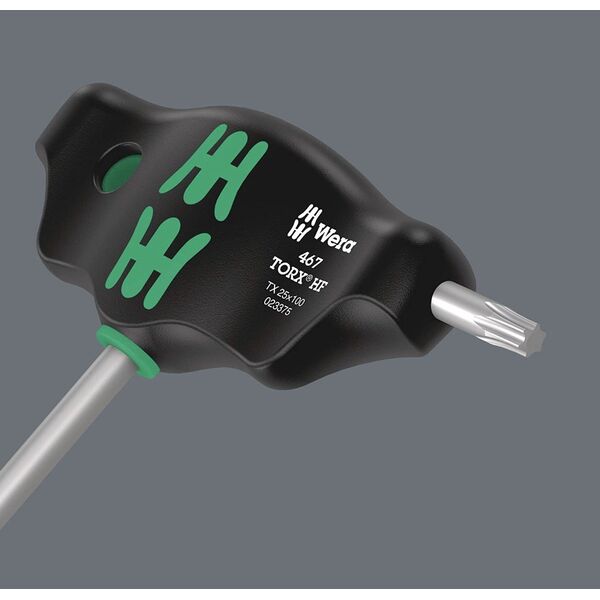 Wera Wera 467/7 TORX HF set 2 T-handle screwdrivers + rack, 7 pieces (black/green, with holding function)
