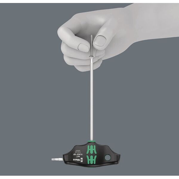 Wera Wera 467/7 TORX HF set 2 T-handle screwdrivers + rack, 7 pieces (black/green, with holding function)