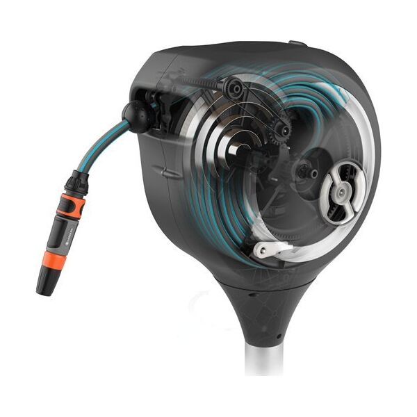 Gardena GARDENA patio hose box RollUp M, 20 meters, hose reel (grey/white, incl. cleaning syringe)