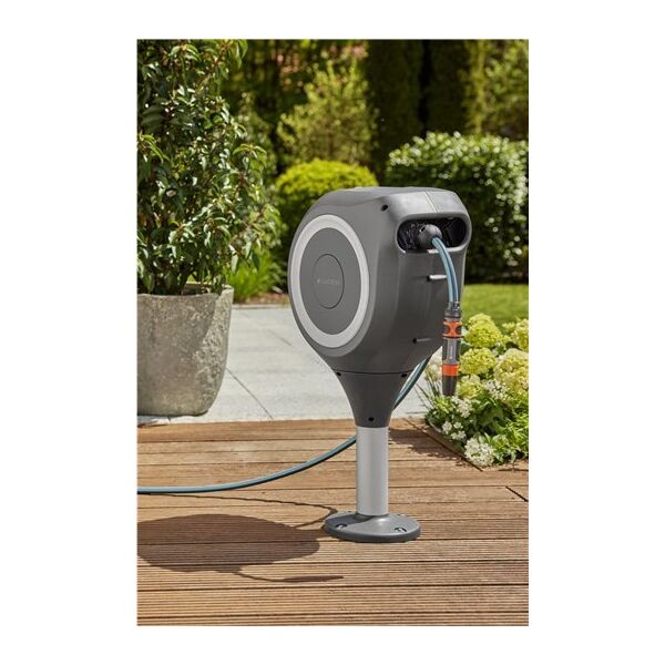 Gardena GARDENA patio hose box RollUp M, 20 meters, hose reel (grey/white, incl. cleaning syringe)