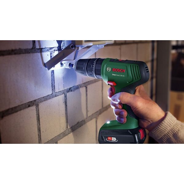 Wiertarka Bosch Bosch cordless impact drill EasyImpact 18V-40 (green/black, Li-ion battery 1.5Ah, case, POWER FOR ALL ALLIANCE)