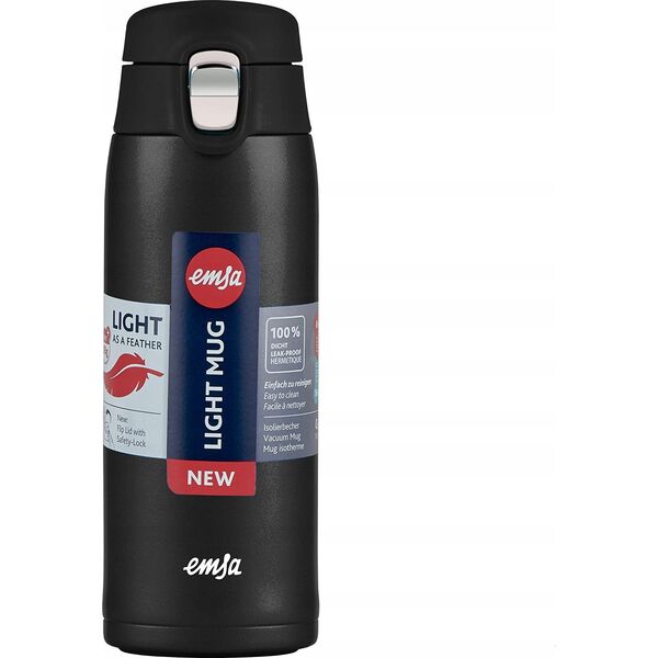 Emsa Emsa TRAVEL MUG light thermal mug (black (matt), 0.4 liters, flip lid)