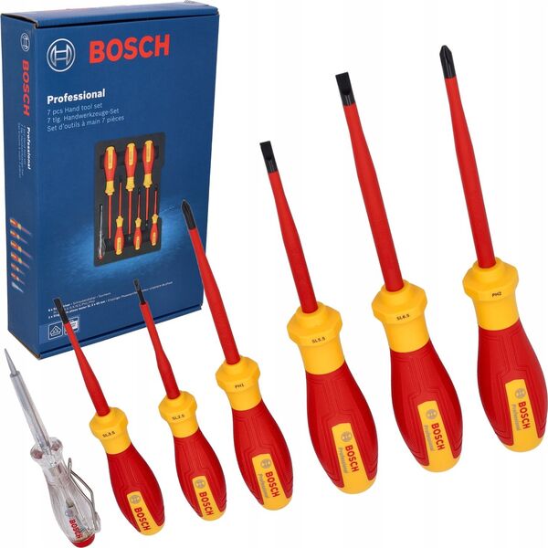 Bosch Bosch VDE screwdriver set PH/SL Professional, 7-piece (red/yellow, 6 VDE screwdrivers, phase tester SL3)