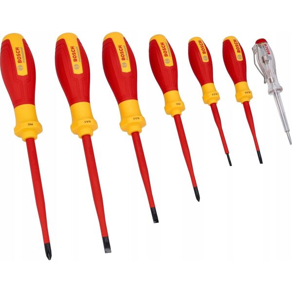 Bosch Bosch VDE screwdriver set PH/SL Professional, 7-piece (red/yellow, 6 VDE screwdrivers, phase tester SL3)