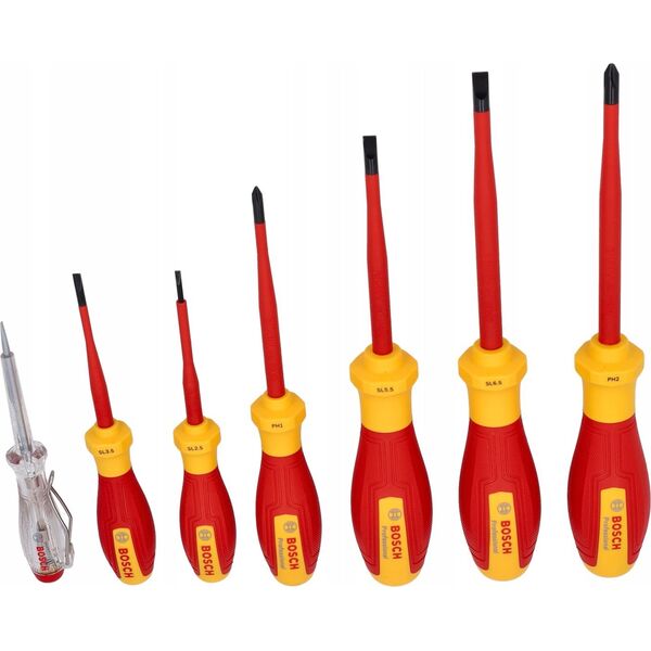 Bosch Bosch VDE screwdriver set PH/SL Professional, 7-piece (red/yellow, 6 VDE screwdrivers, phase tester SL3)