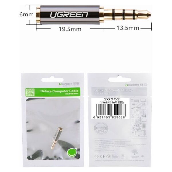Adapter AV Ugreen Jack 2.5mm - Jack 3.5mm czarny (20502)