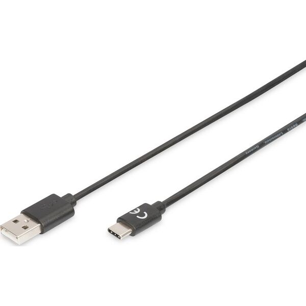 Kabel USB Digitus USB-A - USB-C 1 m Czarny (AK-300154-010-S)