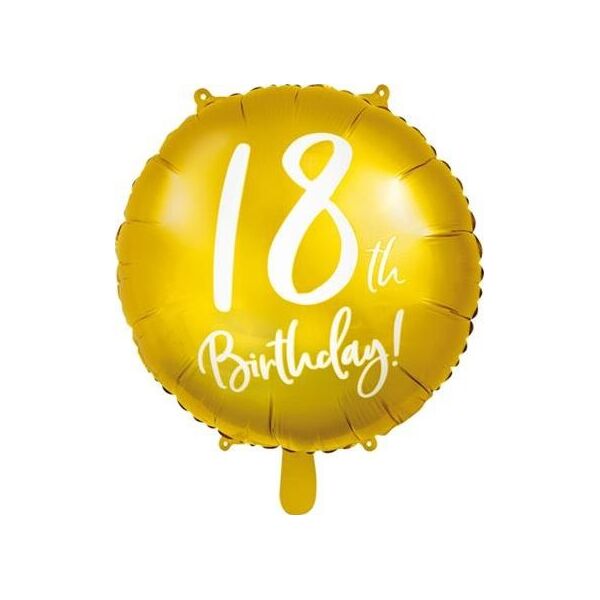 Party Deco Balon foliowy 18th Birthday, złoty, 45 cm uniwersalny