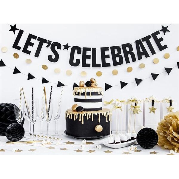 Party Deco Słomki papierowe do picia w paski, złote, 19,5cm, 10 szt. uniwersalny