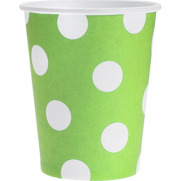 GoDan Kubeczki papierowe Grochy zielone - 270 ml - 6 szt. uniwersalny