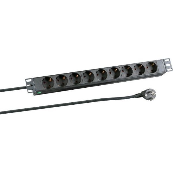 EFB EFB 19" 1HE Steckdosenleiste 9fach 2.0m ohne Schalter, schw.