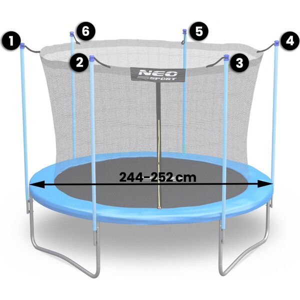 Neo-Sport Siatka wewnętrzna do trampoliny 252cm 8ft