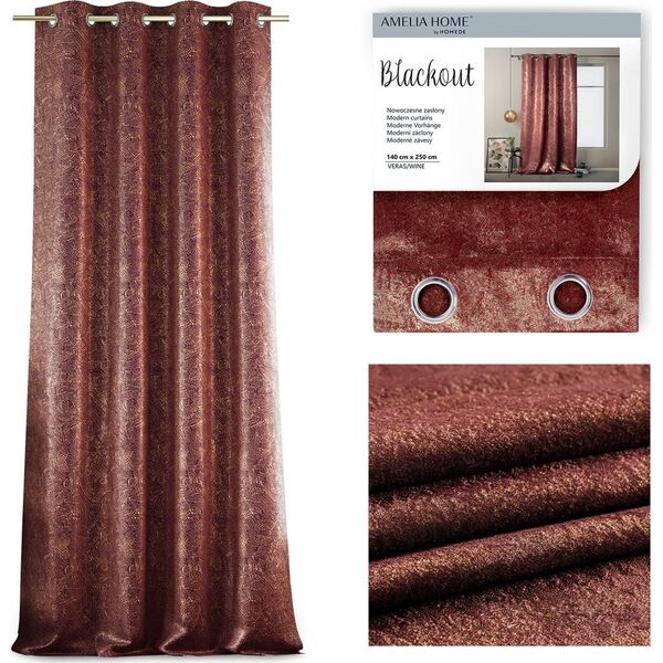 AmeliaHome AMELIAHOME ZASŁONA BLACKOUT VERAS WINE 140x250