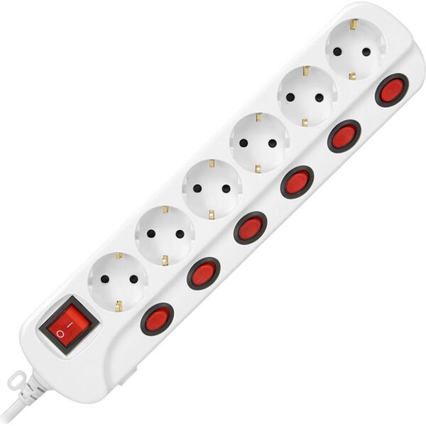 Listwa zasilająca Orno Multiswitch przeciwprzepięciowa 6 gniazd 1.5 m biała (ORAE13162(GS)/1,5M)