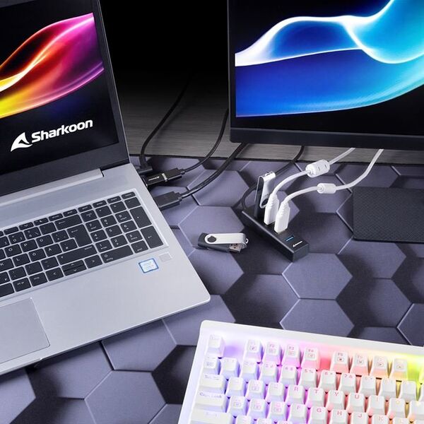 HUB USB Sharkoon Aluminium 4x USB-A 3.2 Gen1 (4044951037582)