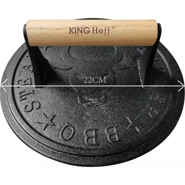 KingHoff PRASKA ŻELIWNA DO MIĘSA BURGERÓW 22 CM KINGHOFF KH-1760